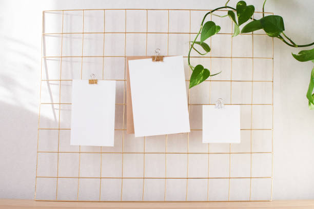 istock Minimal design of workplace, three different sheets, vertical and square card, poster template. 1311973073