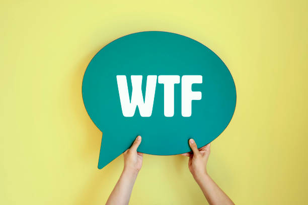 wtf - word from speach bubble - exclamation point speech speech bubble green imagens e fotografias de stock