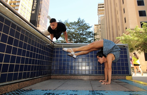 contortion gymnastics on the street
