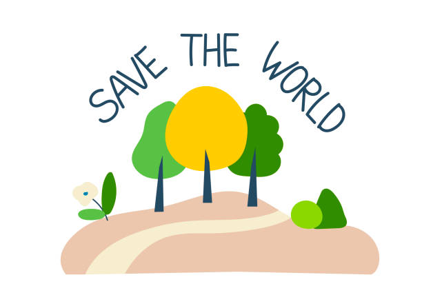 Vector Illustration With The Inscription Save The Planet Trees And