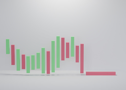 A 3d render of a stock market crash during a volatile market due to the covid-19 pandemic.