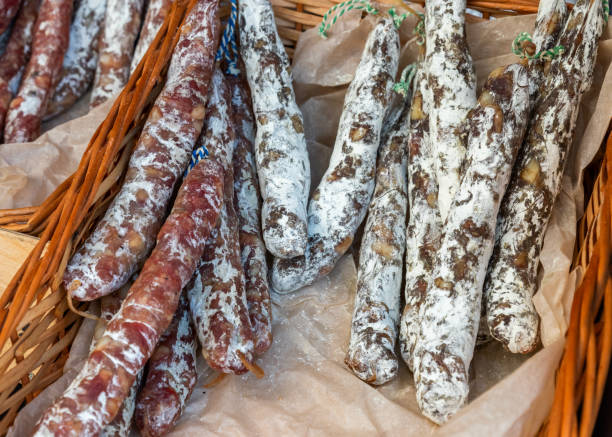 smoked sausage in a basket