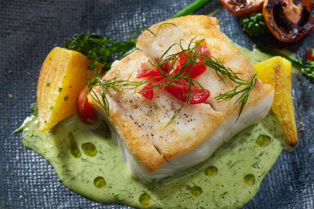 istock Pan Seared Halibut with a Dill and Buttermilk Sauce 1311994577
