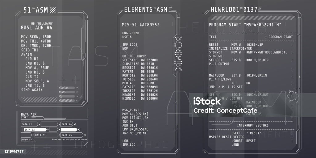 Hud Interface Elements With Part Of The Code Assembly Stock ...