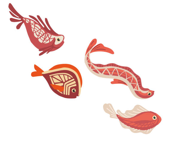 istock Set of sea exotic fishes flat vector illustration isolated on white background 1311996852
