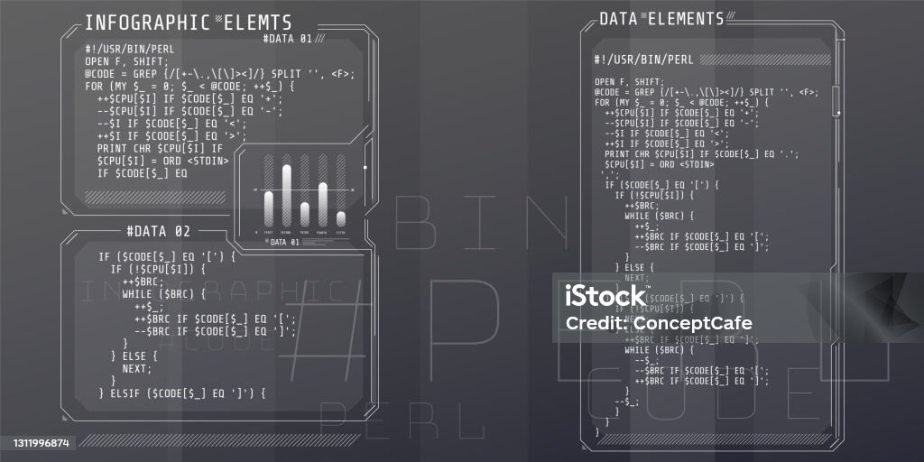 Hud Interface Elements With Part Of The Code Perl Stock Illustration ...