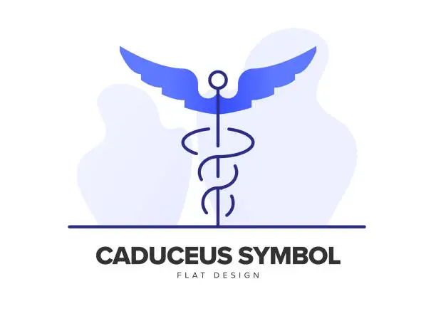 Vector illustration of Caduceus Symbol Modern Flat Icon Concept Design