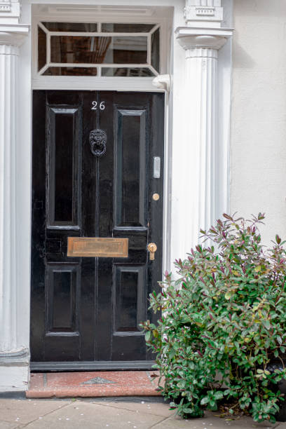 istock Ornate black door 1312003903