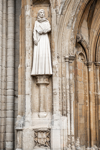 The statue of Mother Julian at the entrance to Norwich Cathedral