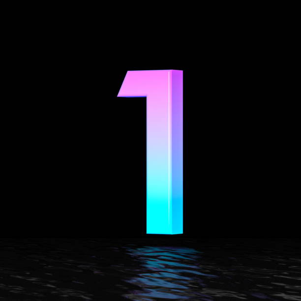 istock Cyan magenta font Number 1 ONE 3D 1312006140