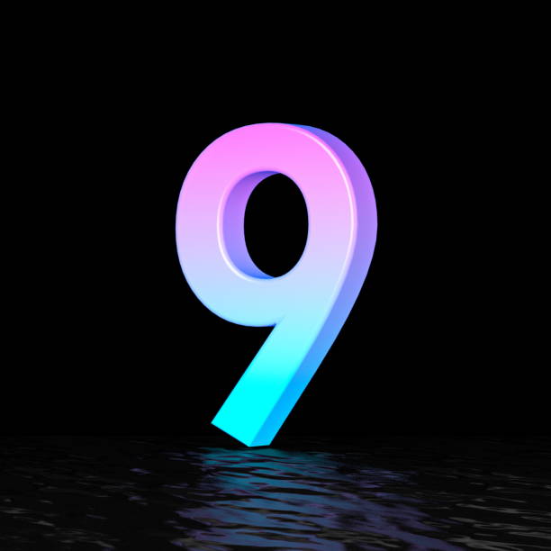 istock Cyan magenta font Number 9 NINE 3D 1312006152