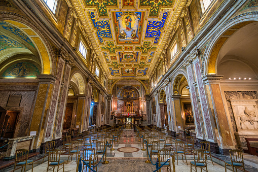 Interior sight in the Basilica of Santa Francesca Romana, in Rome, Italy. December-02-2018