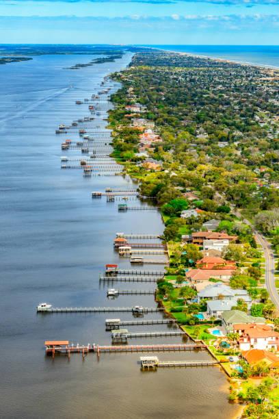 istock Private Piers Along The River 1312013646