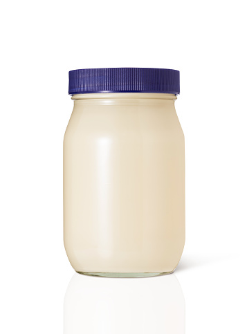 mayonnaise in bottle with clipping path.