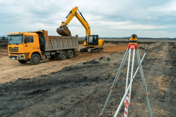 istock Surveyor equipment tacheometer or theodolite outdoors at construction site 1312017949