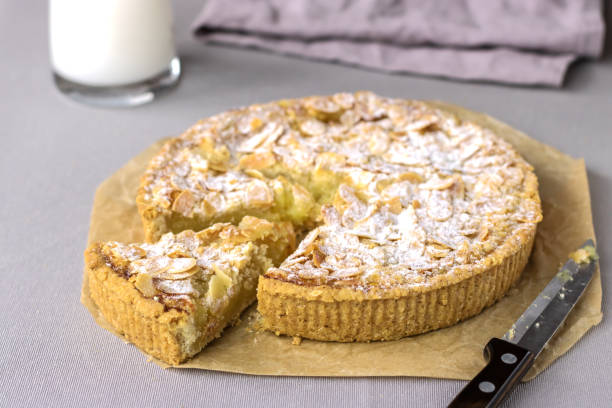 istock Selective focus to homemade almond pie on the table. 1312018710