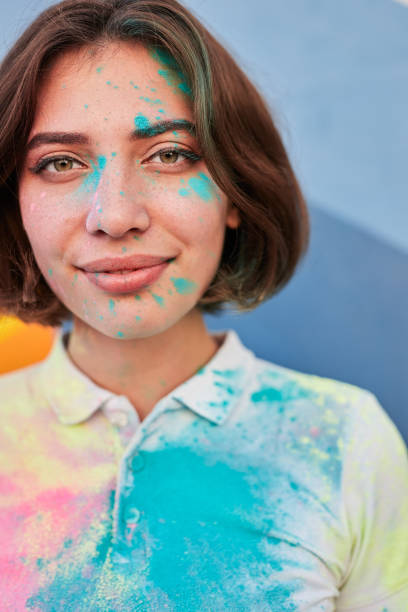 istock Young woman covered with paint 1312022179