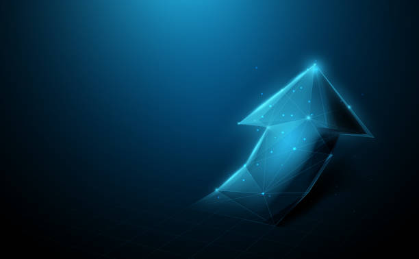 istock Stock market investment trading growth graph. Low poly, geometric, wire, Particles, lines, and triangles outline. 3d vector illustration 1312029334