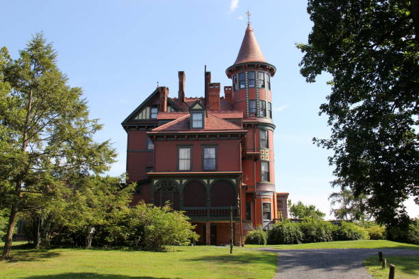 Wilderstein Mansion, 19th-century Queen-Anne-style country house on the Hudson River, Rhinebeck, NY, USA - August 15, 2020 stock photo