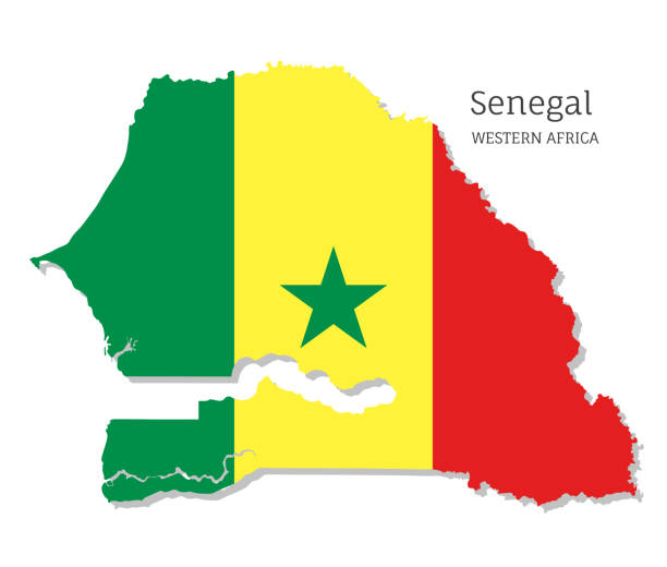 ilustrações, clipart, desenhos animados e ícones de mapa do senegal com bandeira nacional. mapa altamente detalhado do país da áfrica ocidental - senegal dakar region africa map