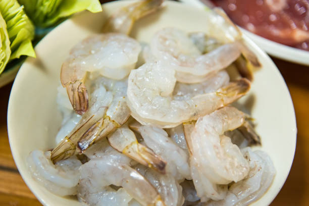 istock fresh shrimps or prawns , Seafood shelfish 1312041478