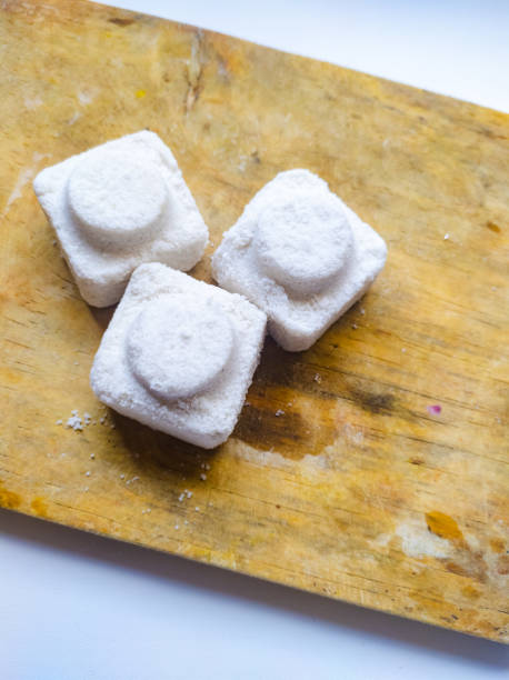 istock three pieces of salt on a cutting board. block shape. sea salt. 1312045166