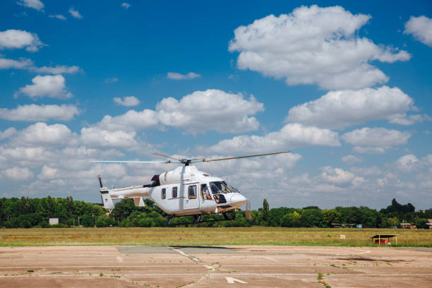 istock A white helicopter takes off from the runway 1312047954