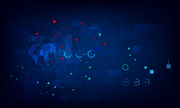 istock Best Internet Concept of global business. Globe, glowing lines on technological background. Electronics, Wi-Fi, rays, symbols Internet, television, mobile and satellite communications 1312050143