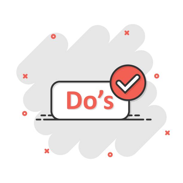 istock Do's sign icon in comic style. Like vector cartoon illustration. Yes business concept splash effect. 1312055860