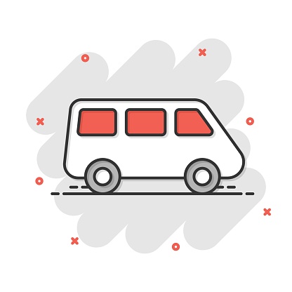 Passenger Minivan Sign Icon In Comic Style Car Bus Vector Cartoon  Illustration On White Isolated Background Delivery Truck Banner Business  Concept Splash Effect Stock Illustration - Download Image Now - iStock