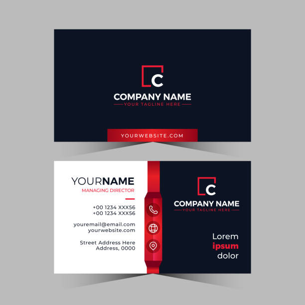 istock Professional design business card template in red color 1312057455