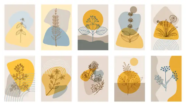 Vector illustration of bitter herbs p1, abstract poster, set 1 ww