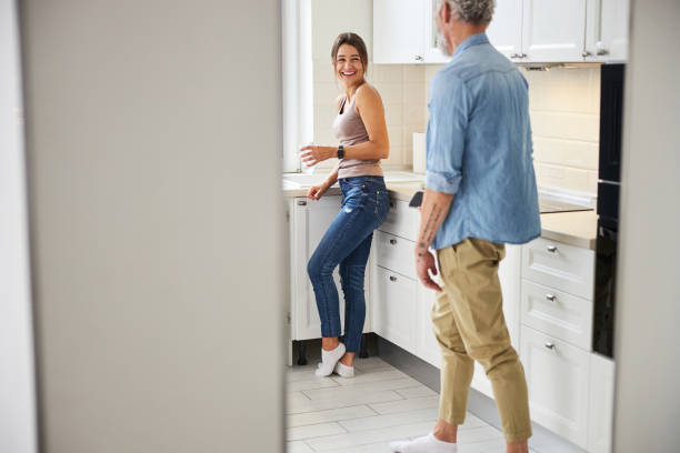 istock Young happy woman smiling to her partner 1312059786