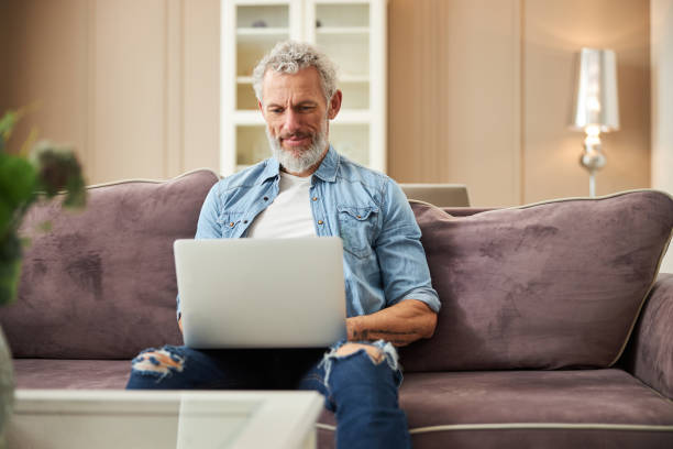istock Concentrated senior male working on the distance 1312060005