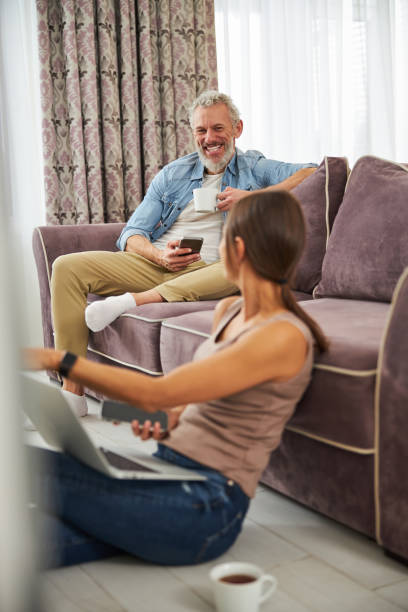 istock Pleased female person looking at her partner 1312060054