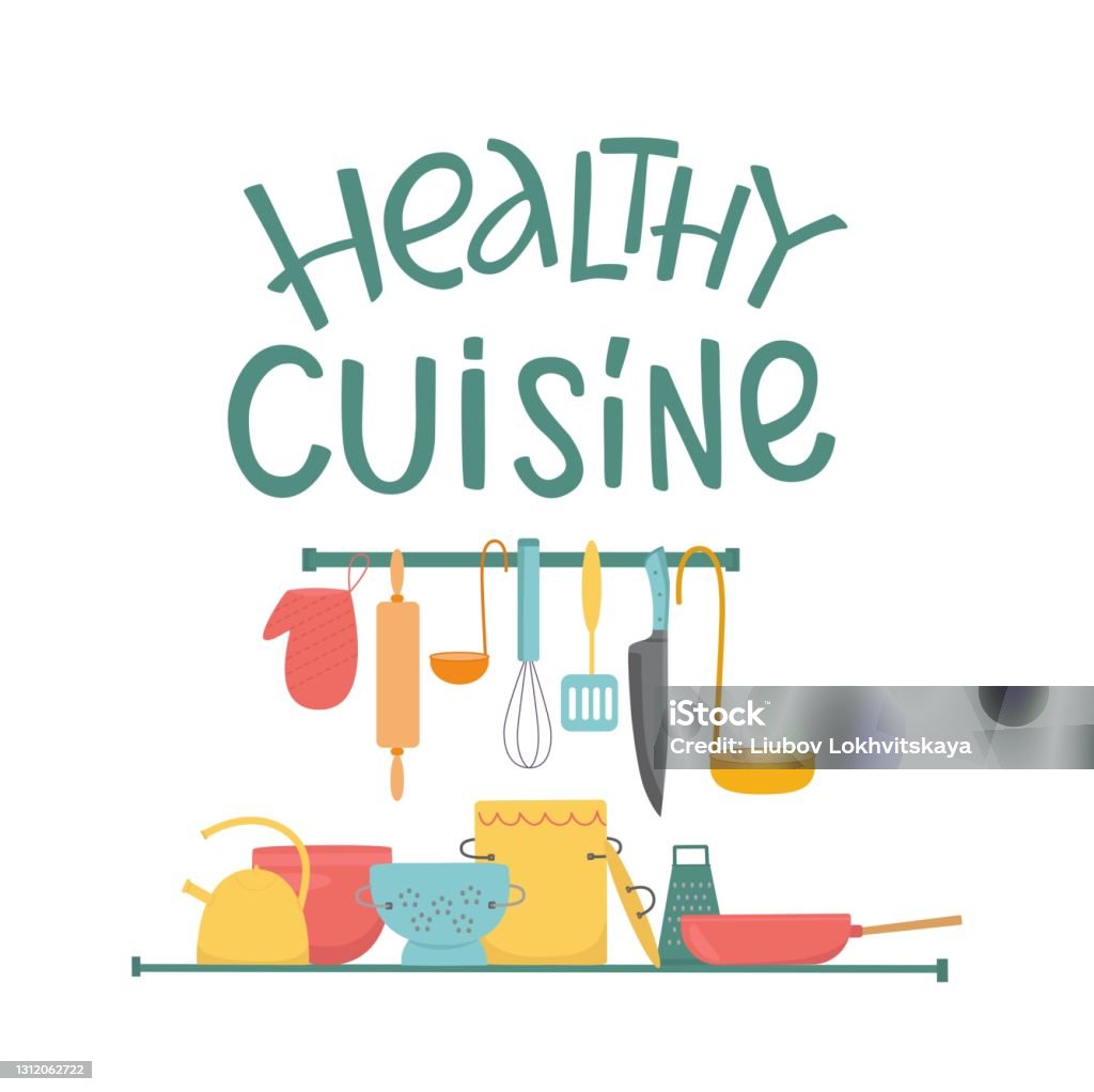 Cooking Library Sign Home Cooking Hand Written Logo Sign On Banner Kitchen Tools Kitchenware ...