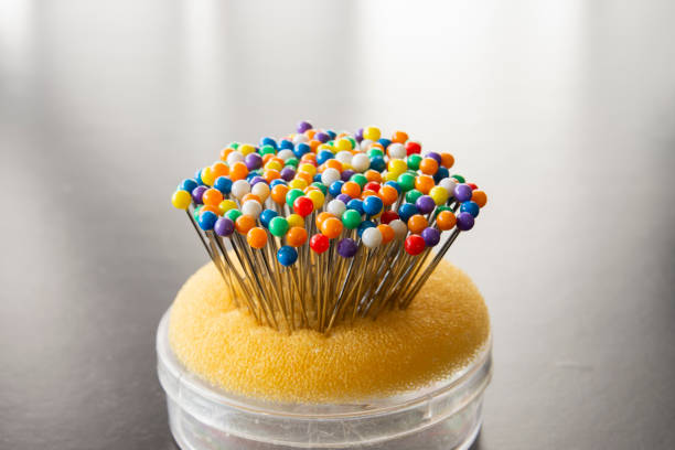Bead head straight pins in four colors. Global colors for easy editing.