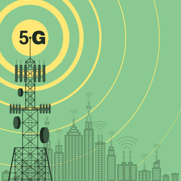 illustrations, cliparts, dessins animés et icônes de conception de concept de technologie de communication 5g. - équipement de télécommunication