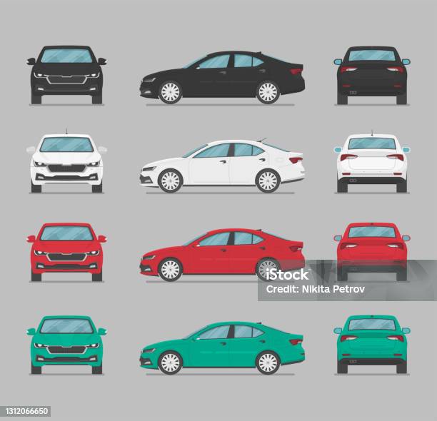 Front Or Rear View Сar From Different Sides Side View Front View Back View Top View Stock ...