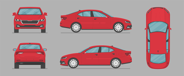 Side Rear View Сar From Different Sides Side View Front View Back View Top View Stock ...