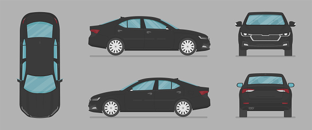 Front Or Rear View Сar From Different Sides Side View Front View Back View Top View Stock ...