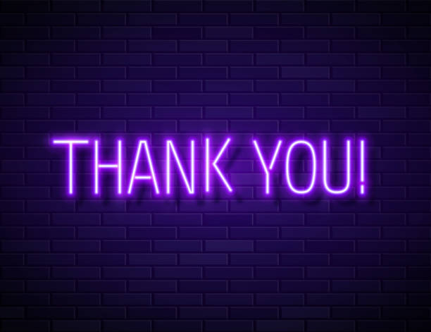 istock Thank You Realistic Neon Text Sign isolated on brick wall background 1312072258