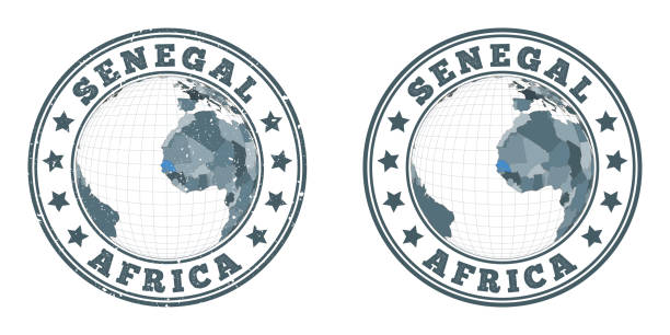 senegal runde logos. - senegal flag dirty africa stock-grafiken, -clipart, -cartoons und -symbole