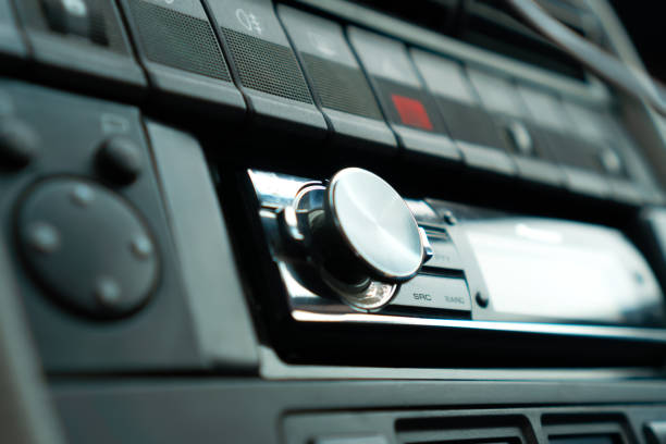 istock Gray tape recorder close-up inside the car 1312083108