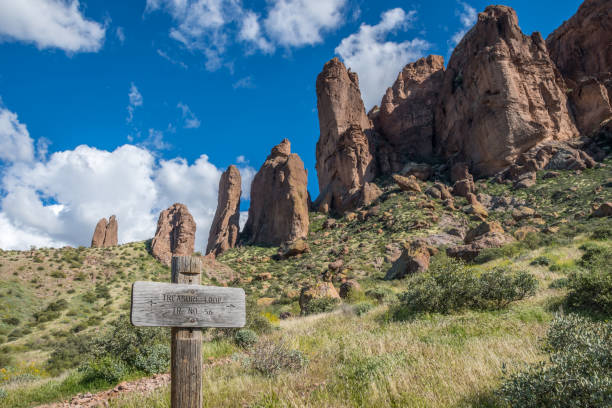 Lost Dutchman SP, AZ, USA - March 14, 2020: The Treasure Loop Mountain Trail