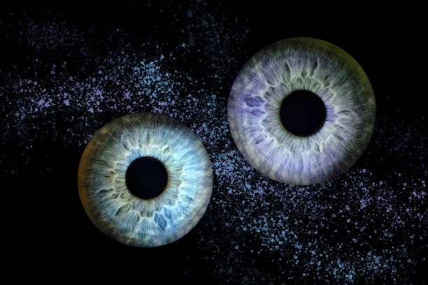 istock Macro shot of female eye, iris, cropped on black background, usable as creative background 1312083946