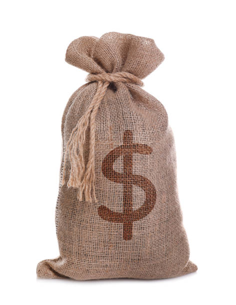 istock Burlap bag with dollar sign on white background 1312084168