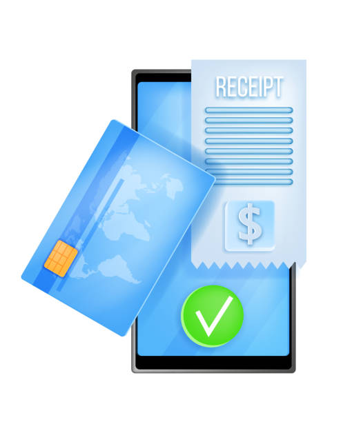 istock Online payment, internet transaction, digital money transfer vector illustration, smartphone, card, receipt. 1312086763