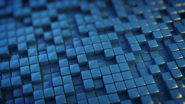 istock Blue glossy cubes 3D rendering illustration 1312086923