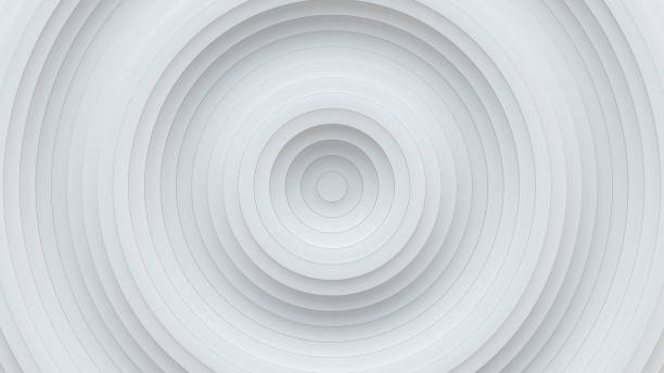 weißer abstrakter hintergrund mit ringen ripple 3d-rendern - concentric stock-fotos und bilder